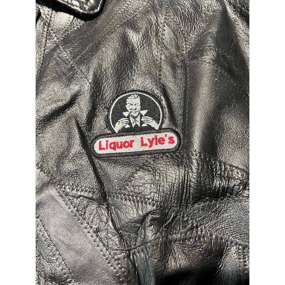 Vintage Fondini Leather Jacket Mens XL Black Patchwork Lyle’s Liquor NWT - Picture 12 of 12